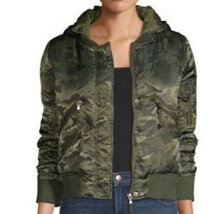 Generation Love James Hooded Camo Bomber Jacket In Green Camo